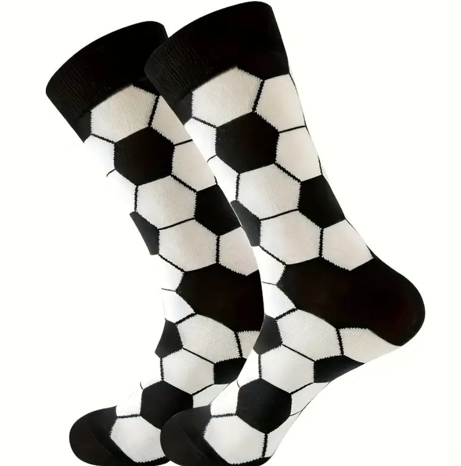 Maryam’s Essential Youngster Stylish Versatile Black & White Checkered Soccer Pattern Socks