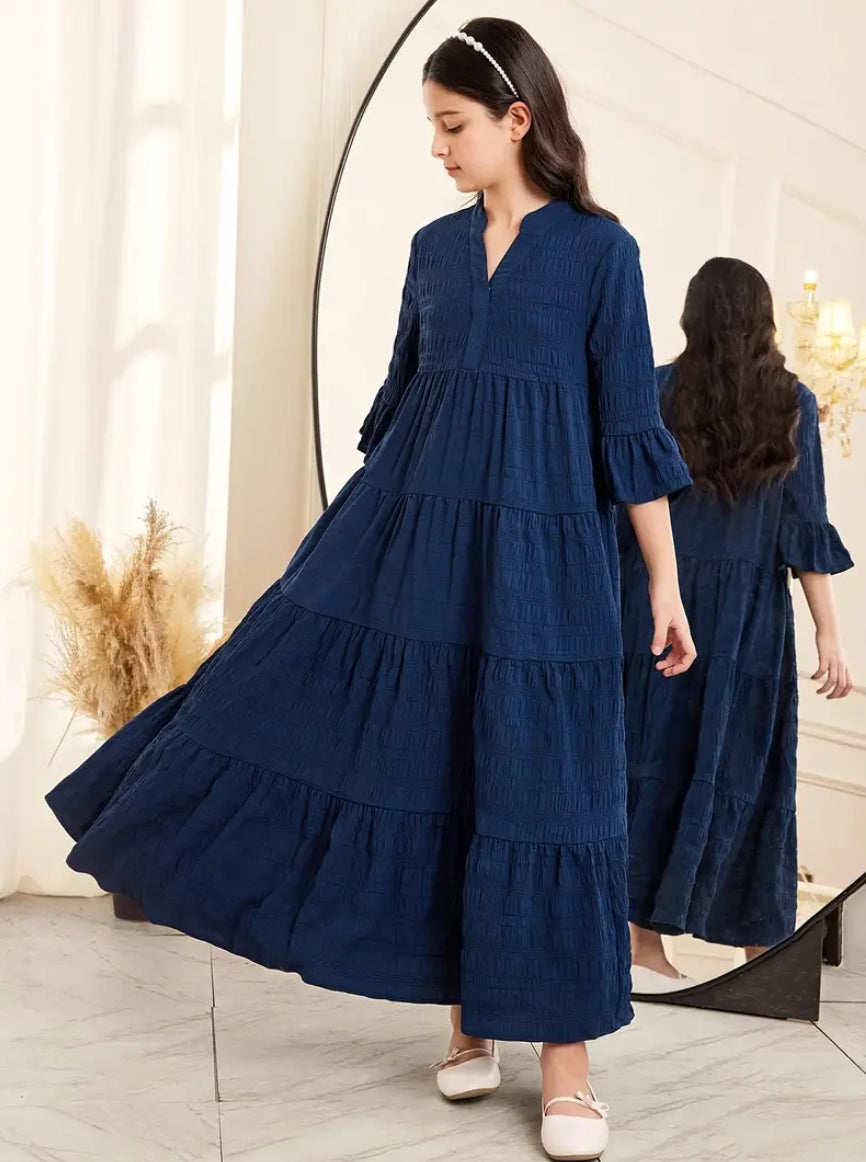 Maryam’s Essential Premium V-Neck Ruffled Sleeves Silhouette Maxi Dress