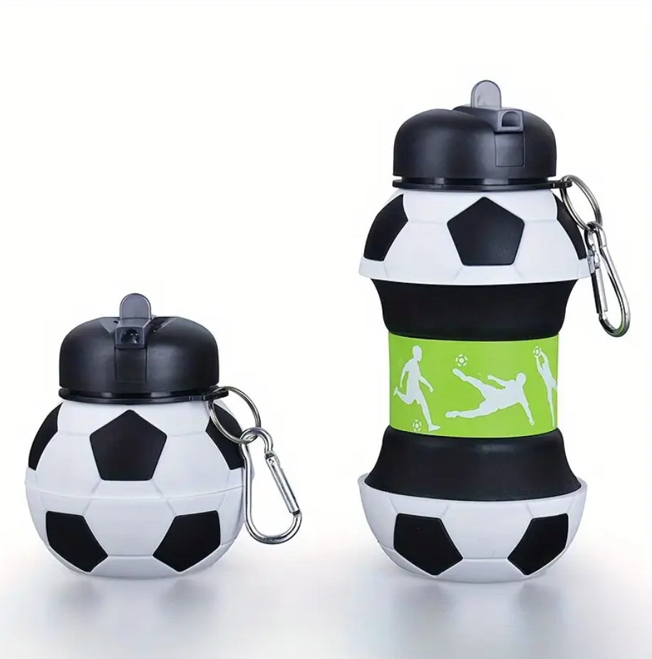 Maryam’s Essential Football Foldable Silicone Sports Water Bottle - BPA Free and Leak Free