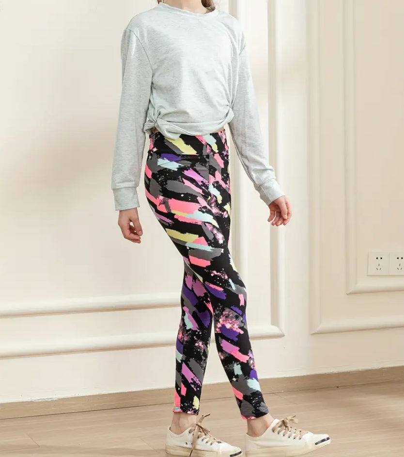 Maryam’s Essential Girls High Waisted Tye & Dye Elastic Leggings