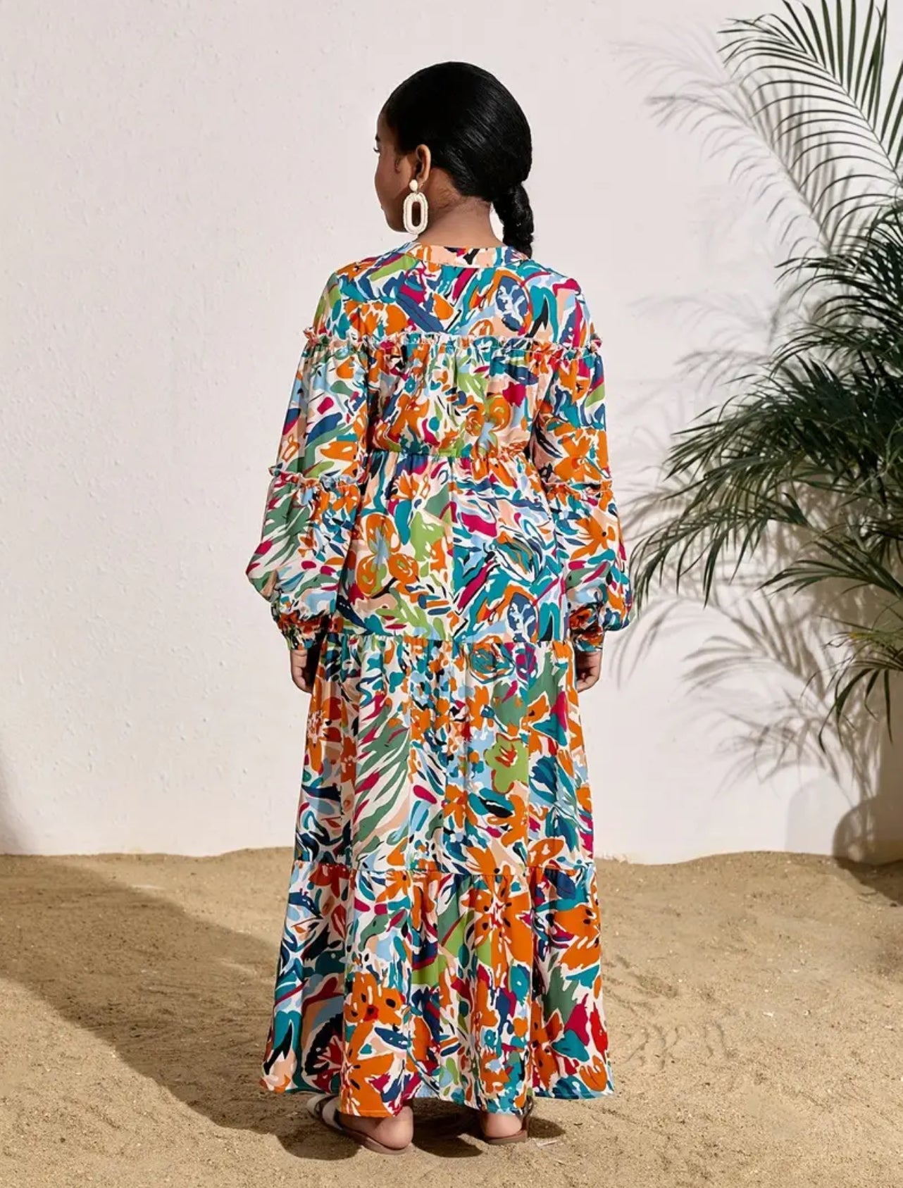 Maryam’s Essential Girls’ Luxury Floral Print Maxi Dress