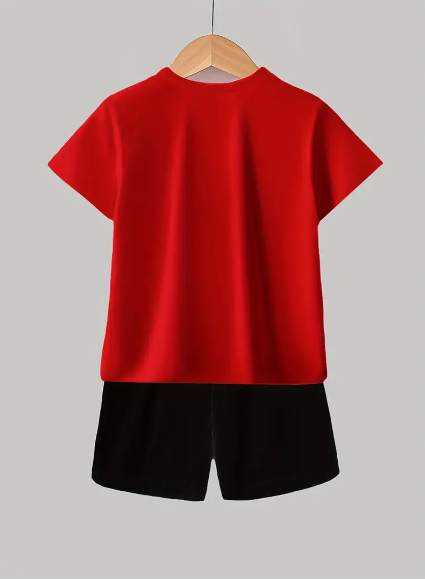 Maryam’s Essential Boys’ Printed Casual Pullover T-Shirt and shorts Set