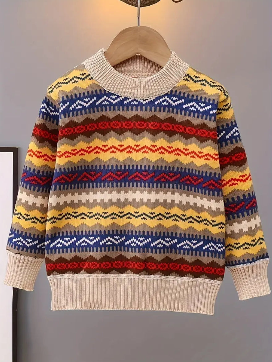 Maryam’s Essential Boys’ Knit Sweater Long Sleeves Winter Warmth Sweater