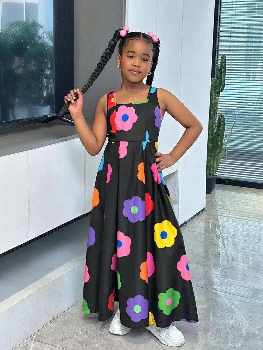 Maryam’s Essential Chic Girls’ Floral Print Sleeveless Maxi Dress