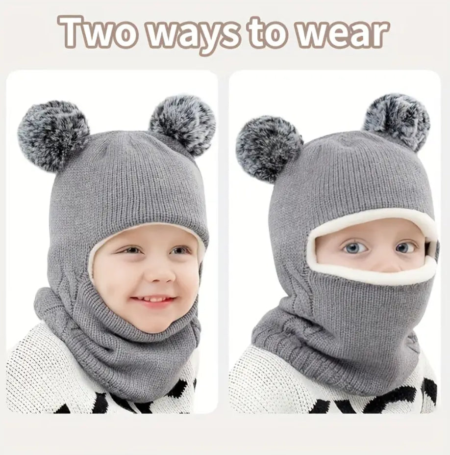 Maryam’s Essential Youngster Boys & Girls Versatile Winter Pullover Hat & Scarf -  1 - 5 Years