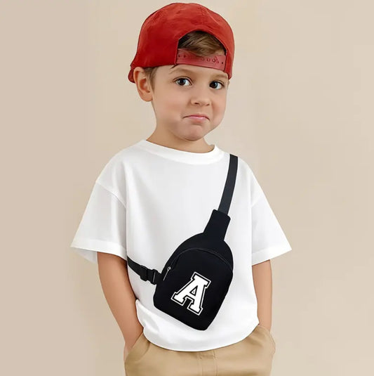 Maryam’s Essential Lightweight Youngster 26 Alphabet Fashion Black Crossbody Bag - 3 - 12 Years