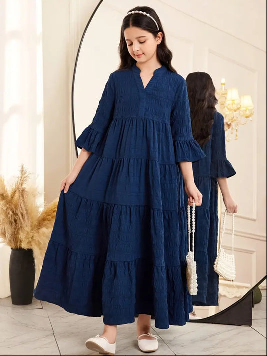 Maryam’s Essential Premium V-Neck Ruffled Sleeves Silhouette Maxi Dress