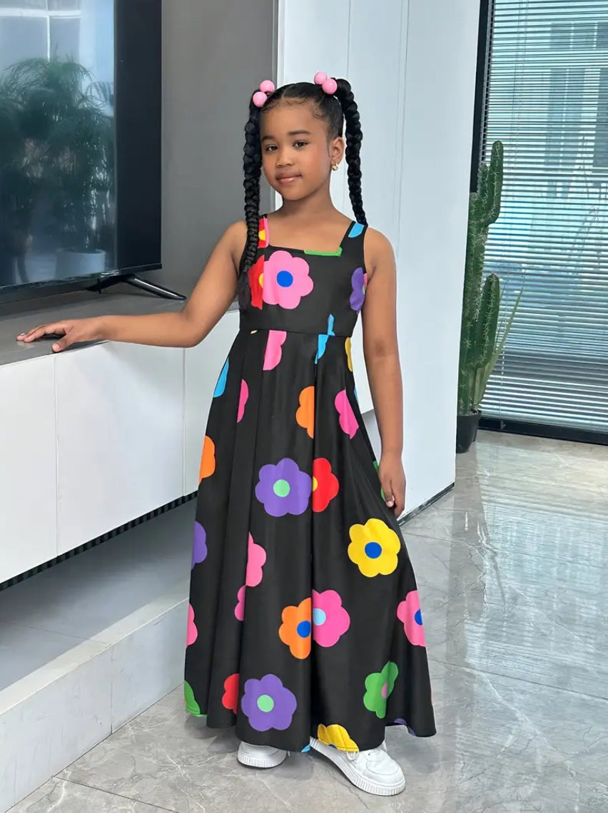 Maryam’s Essential Chic Girls’ Floral Print Sleeveless Maxi Dress