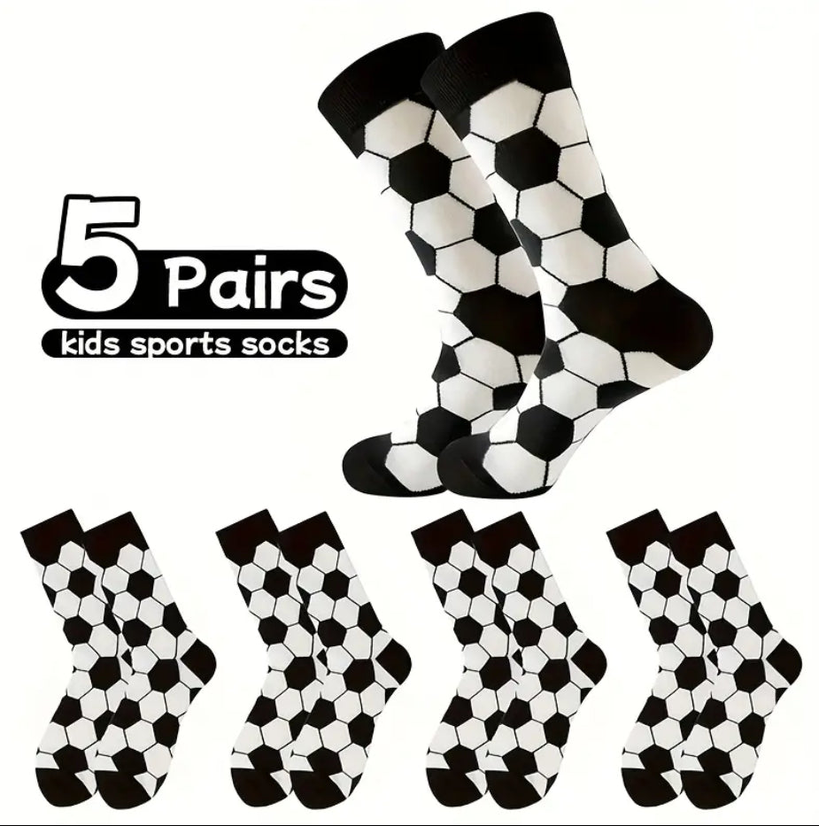 Maryam’s Essential Youngster Stylish Versatile Black & White Checkered Soccer Pattern Socks