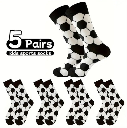 Maryam’s Essential Youngster Stylish Versatile Black & White Checkered Soccer Pattern Socks