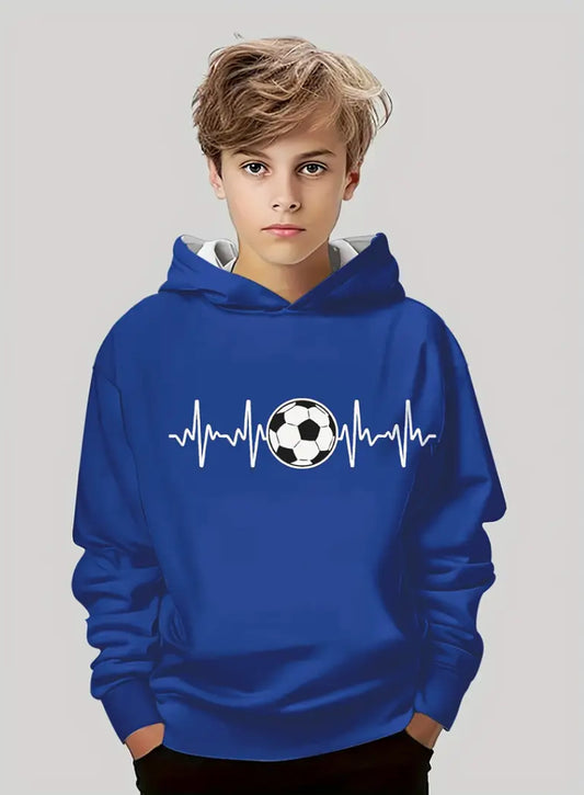 Maryam’s Essential Boys’ Hoody Sweatshirt With Heartbeat Football Soccer Graphic Print