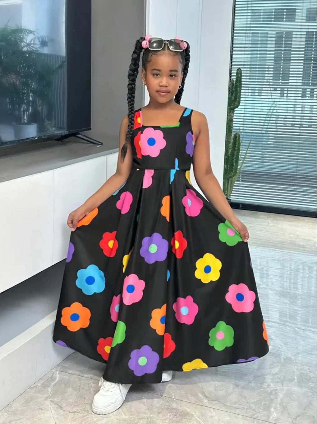 Maryam’s Essential Chic Girls’ Floral Print Sleeveless Maxi Dress