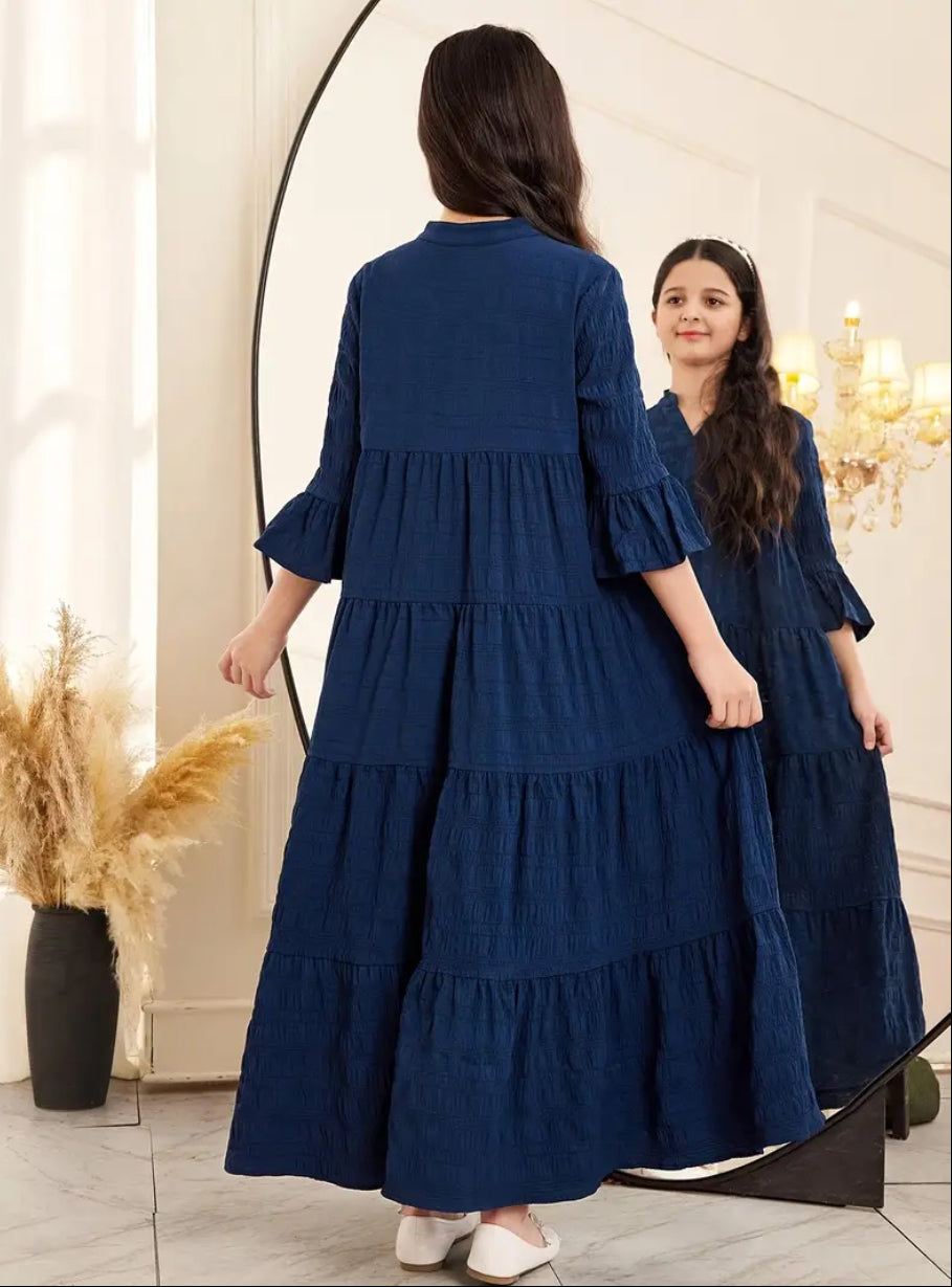 Maryam’s Essential Premium V-Neck Ruffled Sleeves Silhouette Maxi Dress