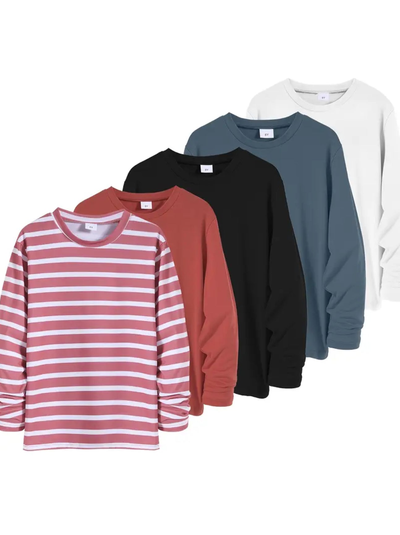 Maryam’s Essential Boys’ Multipack Long Sleeves Crew Neck T-Shirts Set