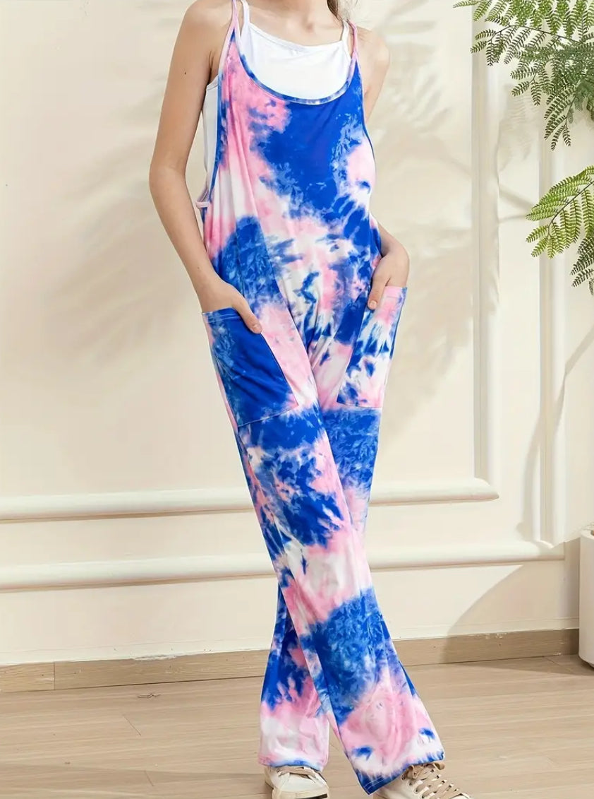Maryam’s Essential Girls’ Tye and Dye Ultra Soft Stretchy Jumpsuit