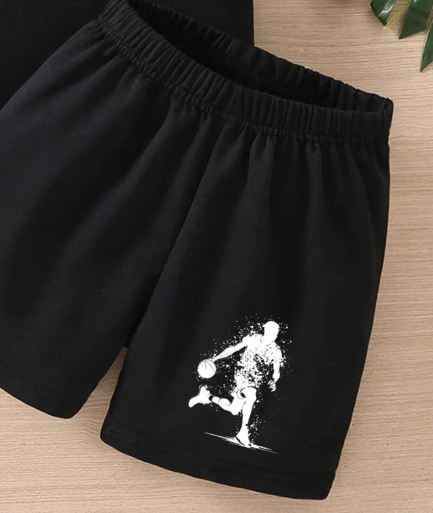 Maryam’s Essential Boys’ Printed Casual Pullover T-Shirt and Shorts Set