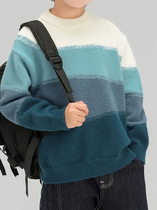 Maryam’s Essential Boys’ Knit Sweater Long Sleeves Winter Warmth Sweater