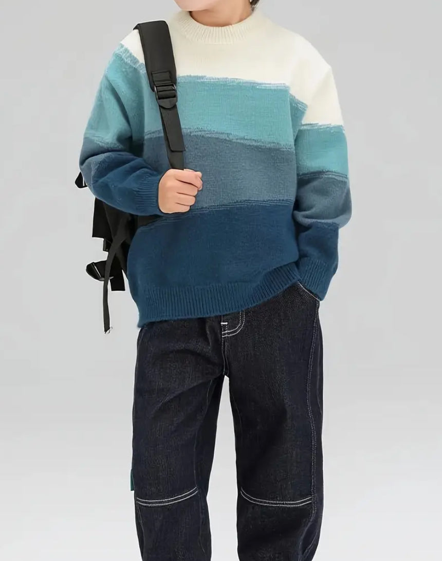 Maryam’s Essential Boys’ Knit Sweater Long Sleeves Winter Warmth Sweater