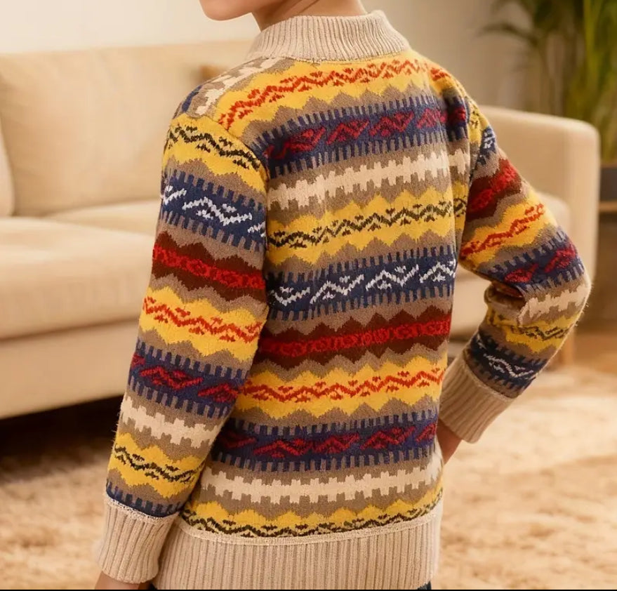 Maryam’s Essential Boys’ Knit Sweater Long Sleeves Winter Warmth Sweater