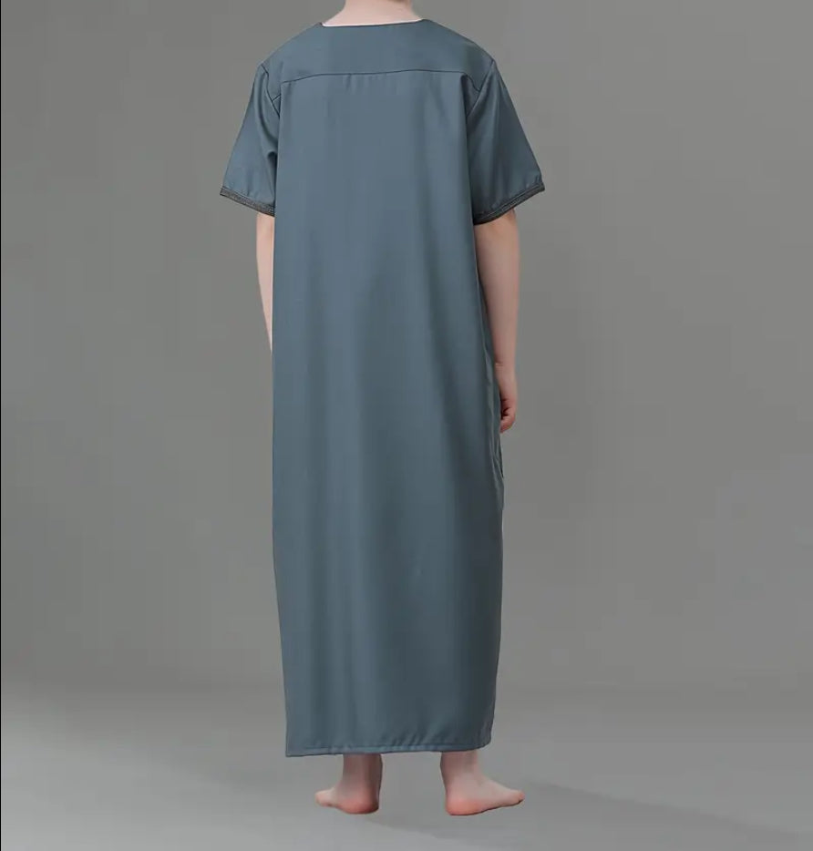 Maryam’s Essential Boys’ Geometric Pattern Traditional Crew Neck Short Sleeves Kaftan