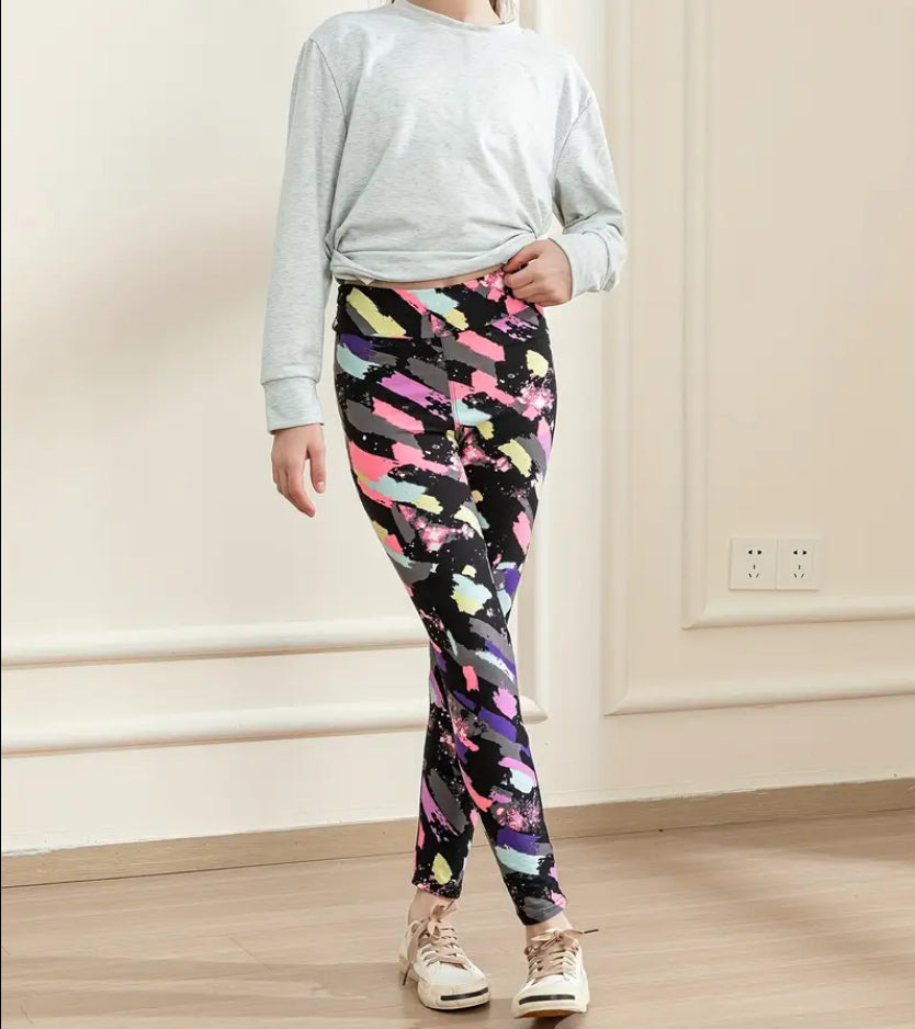 Maryam’s Essential Girls High Waisted Tye & Dye Elastic Leggings