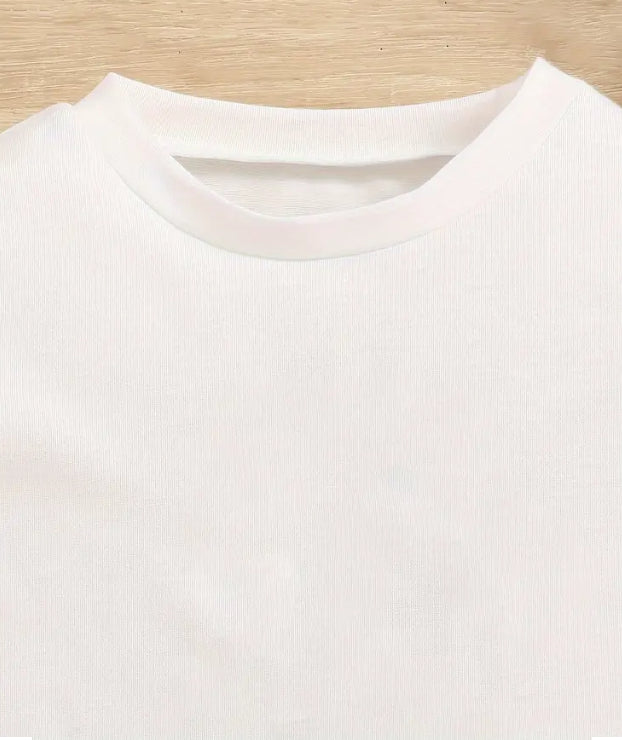 Maryam’s Essential Girls’ Pure Colour Casual  Short Sleeves T-shirts Set