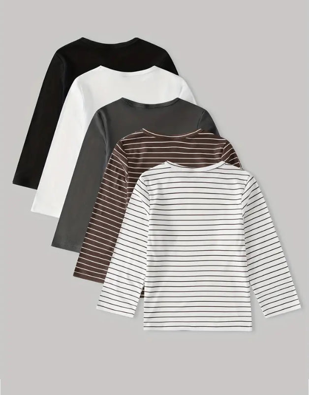 Maryam’s Essential Boys’ Multipack Long Sleeves Crew Neck T-Shirts