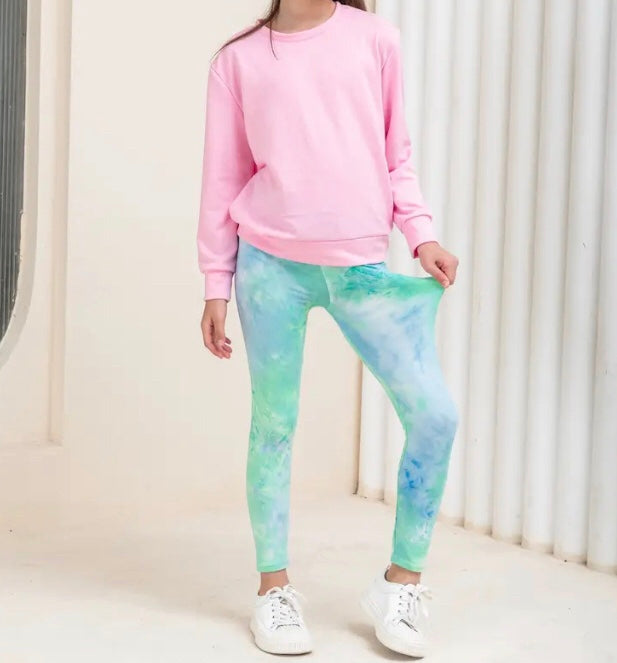 Maryam’s Essential Girls High Waisted Tye & Dye Elastic Leggings