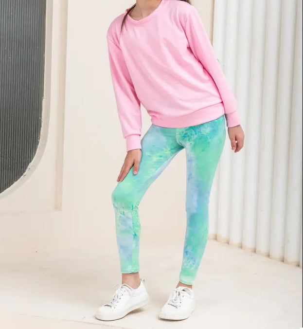 Maryam’s Essential Girls High Waisted Tye & Dye Elastic Leggings