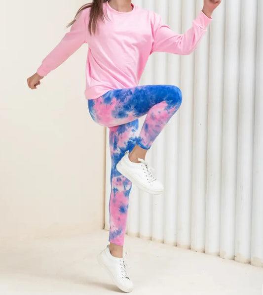Maryam’s Essential Girls High Waisted Tye & Dye Elastic Leggings