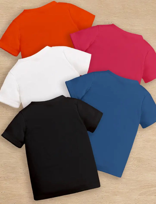 Maryam’s Essential Girls’ Pure Colour Casual Short Sleeves T-shirts Set