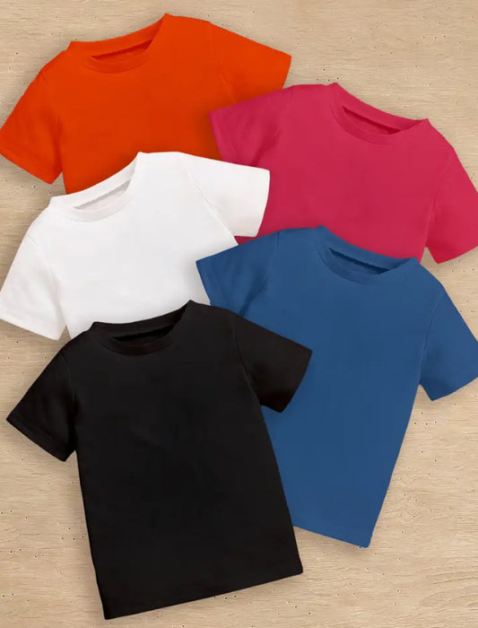 Maryam’s Essential Girls’ Pure Colour Casual Short Sleeves T-shirts Set