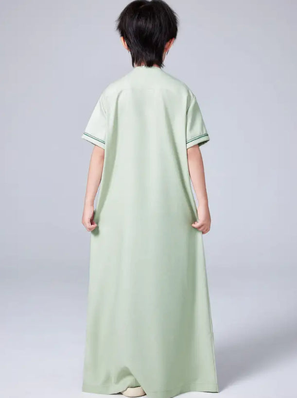 Maryam’s Essential Boys’ Geometric Pattern Traditional Crew Neck Short Sleeves Kaftan