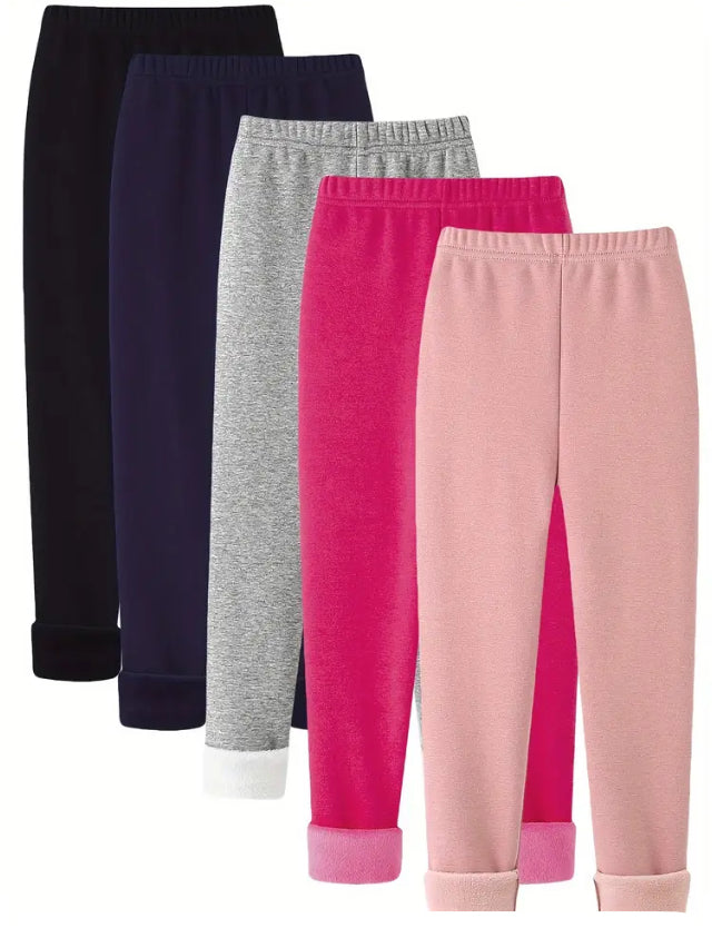 Maryam’s Essential Girls’ Multipack Soft Fleece Cosy Blend Leggings Pants